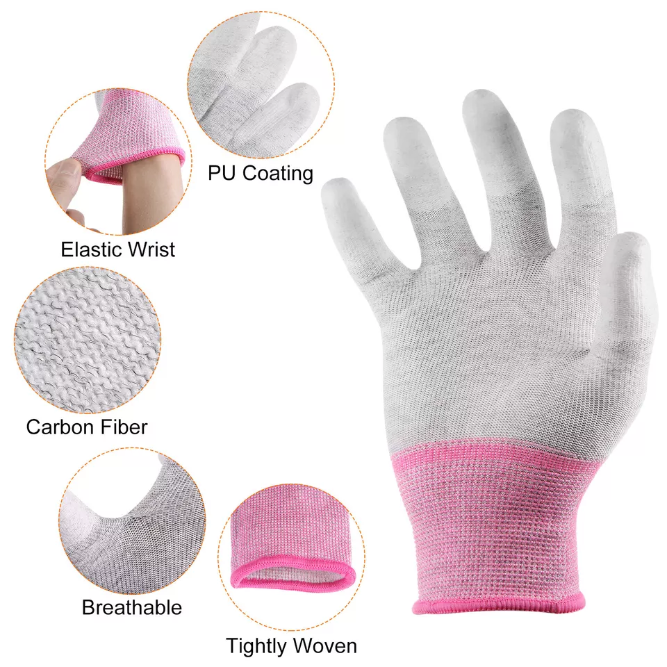 SR204-Grey ESD Gloves fingertips PU coated