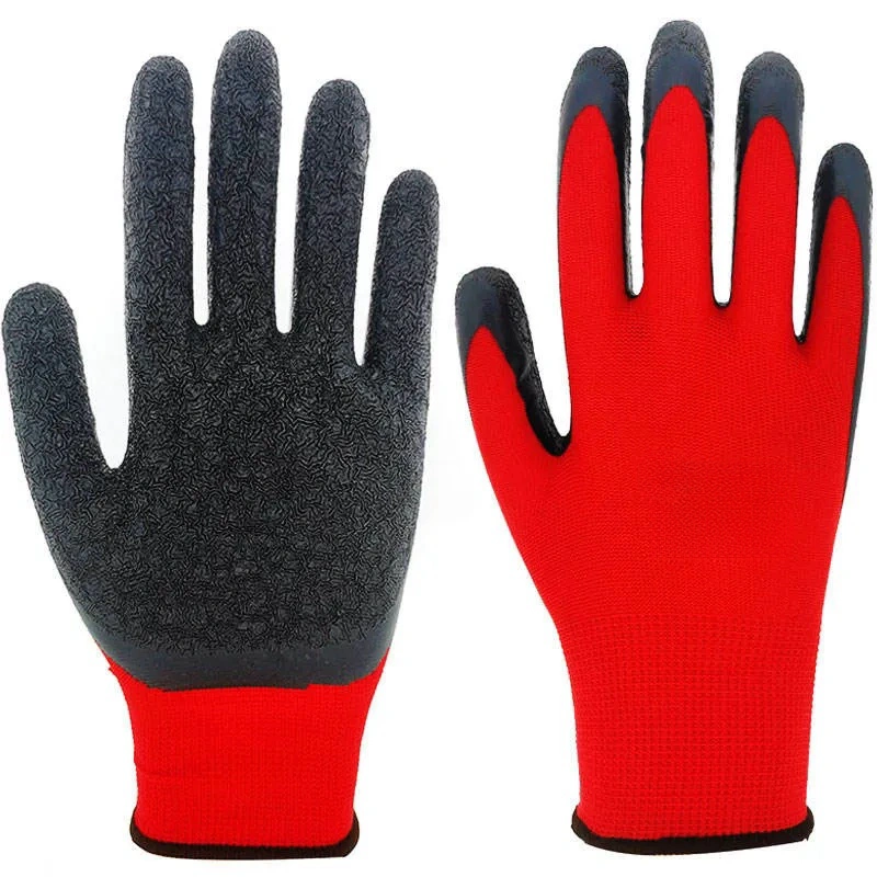 SR201-Seemless Polyester Latex Crinkle Palm Coated Glove